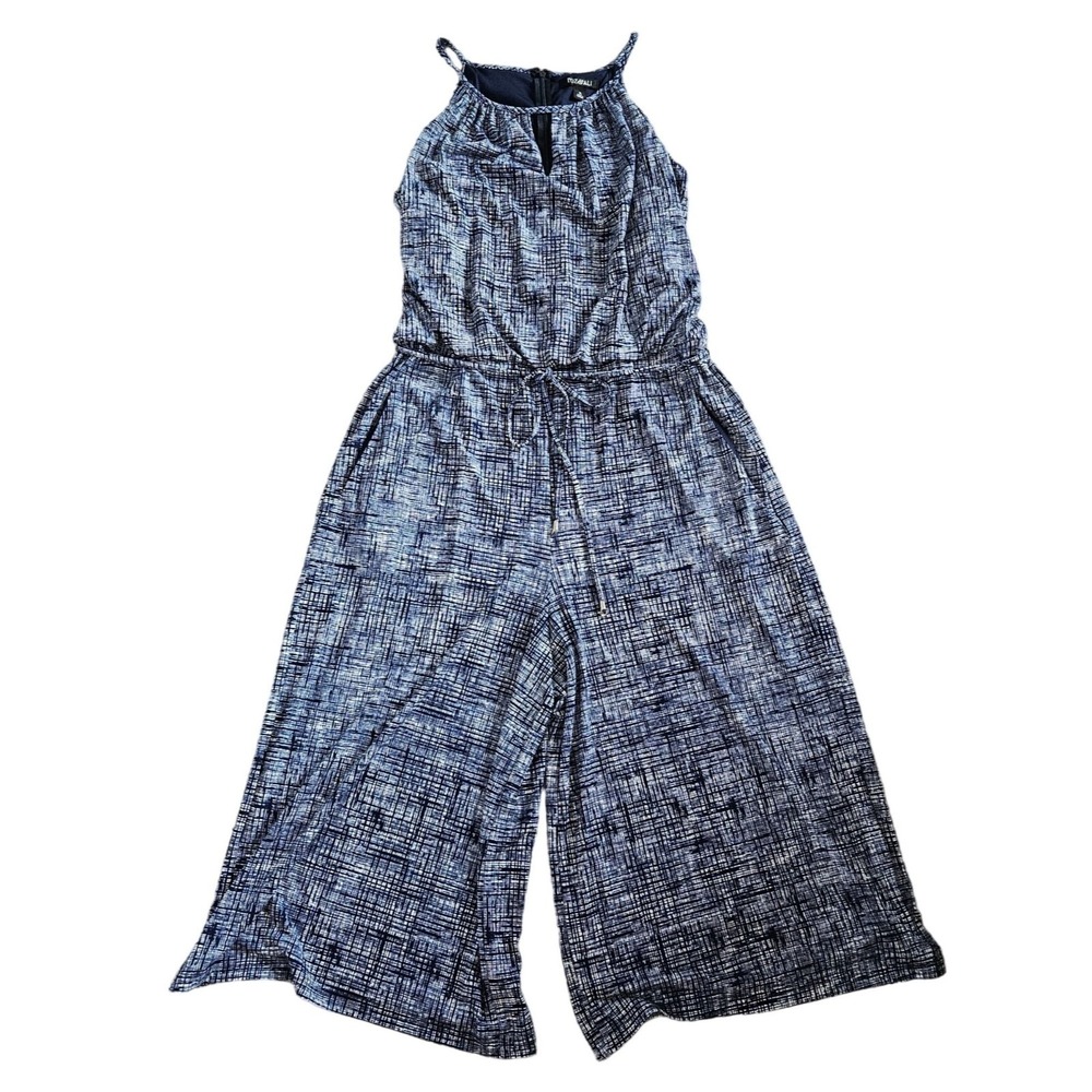Roz & Ali Woman Size XL One Piece Cropped Wide Leg Jump Suit BOHO Beach Nautical